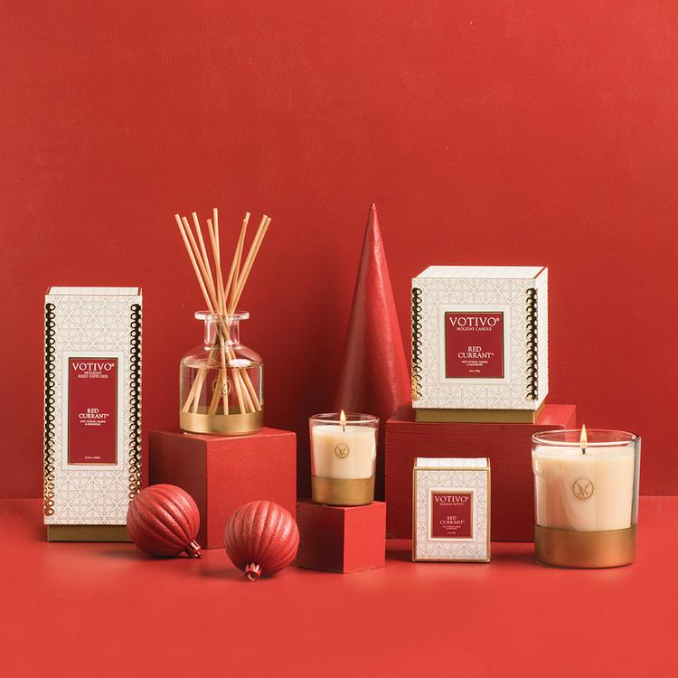 Votivo Holiday 3 Wick Candle - Red Currant | Putti Fine Furnishings Canada