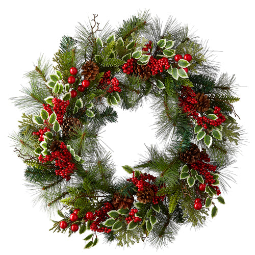 Raz Imports Pine and Holly Wreath | Putti Christmas Canada 