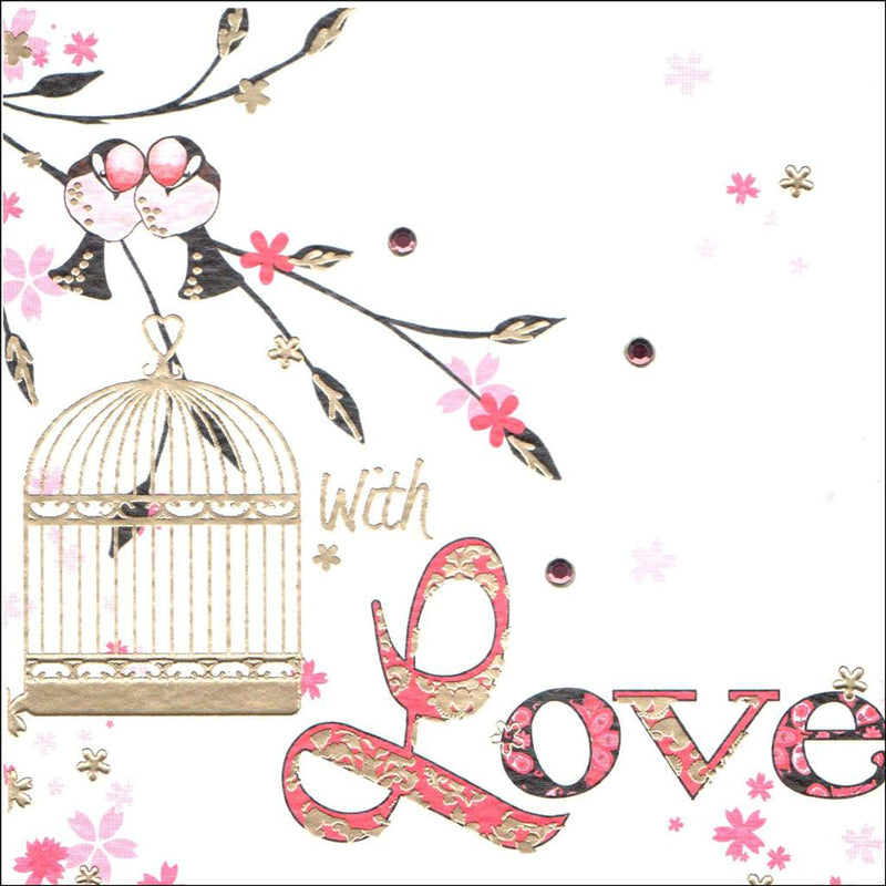 "With Love" Bird and Cage Greeting Card | Putti Celebrations 