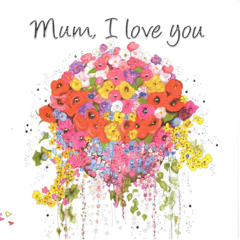 "Mum I Love You" Floral Hanging Basket Greeting Card | Putti Celebrations