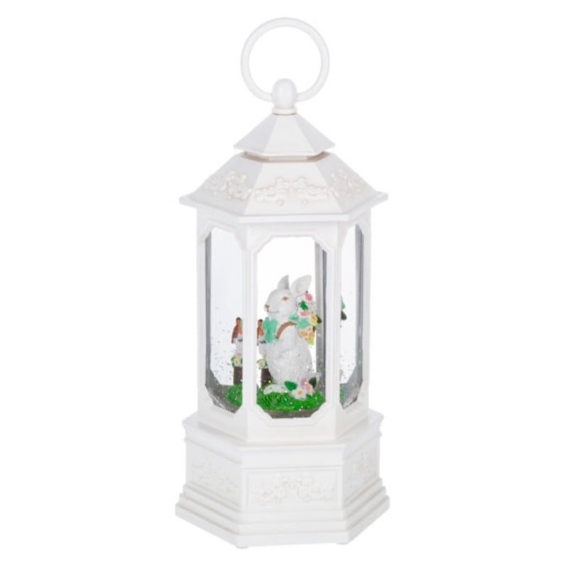 White Perpetual Shimmer Bunny Lantern | Putti Fine Furnishings 
