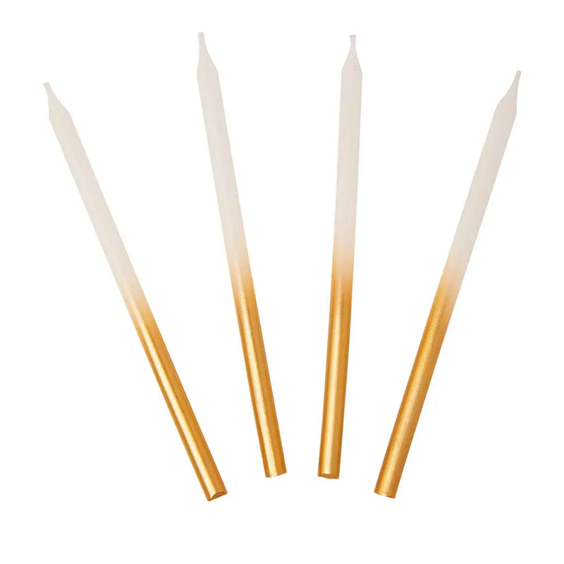 White and Gold Ombre Long Candles | Putti Party Supplies