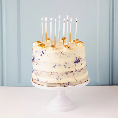White and Gold Ombre Long Candles | Putti Party Supplies