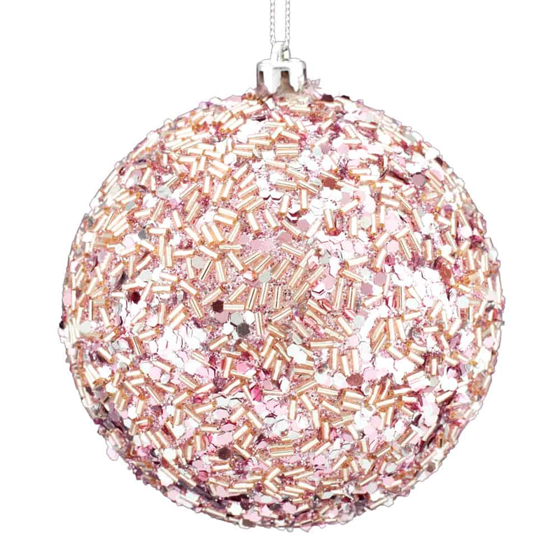 Blush Pink Beaded Ball Ornament