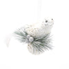 White Glass Bird on Pinecone Ornament | Putti Celebrations