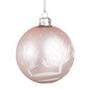 Matte Pink with White Trees Glass Ball Ornament | Putti Christmas Canada