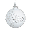 Matte White with Silver Embossed Pattern Glass Ball Ornament | Putti Christmas