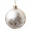 Matte Silver with Gold Trees Glass Ball Ornament