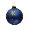 Matte Blue with Gold Stars Glass Ball Ornament