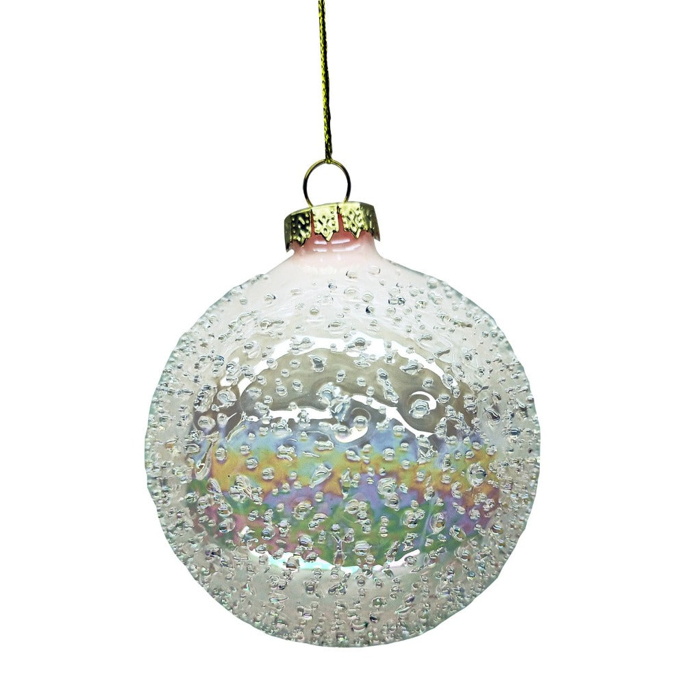 Pale Pink Bubbled Glass Ball Ornament