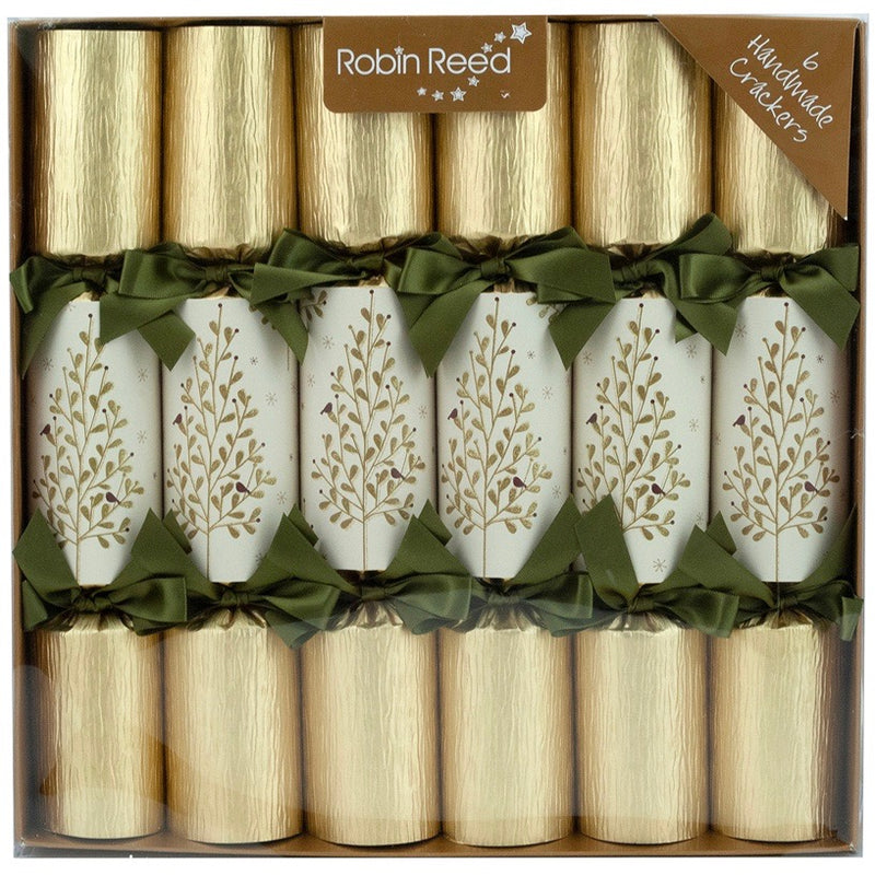 Robin Reed Gold with Tree and Birds Christmas Crackers