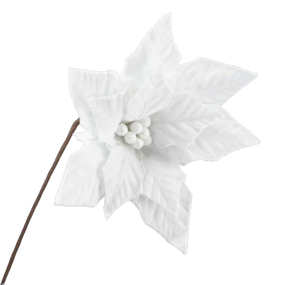 White Velvet Poinsettia Stem