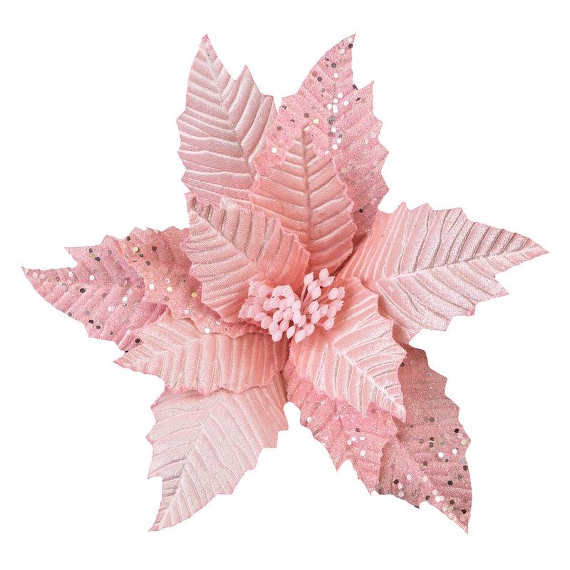 Pink Velvet Poinsettia Head