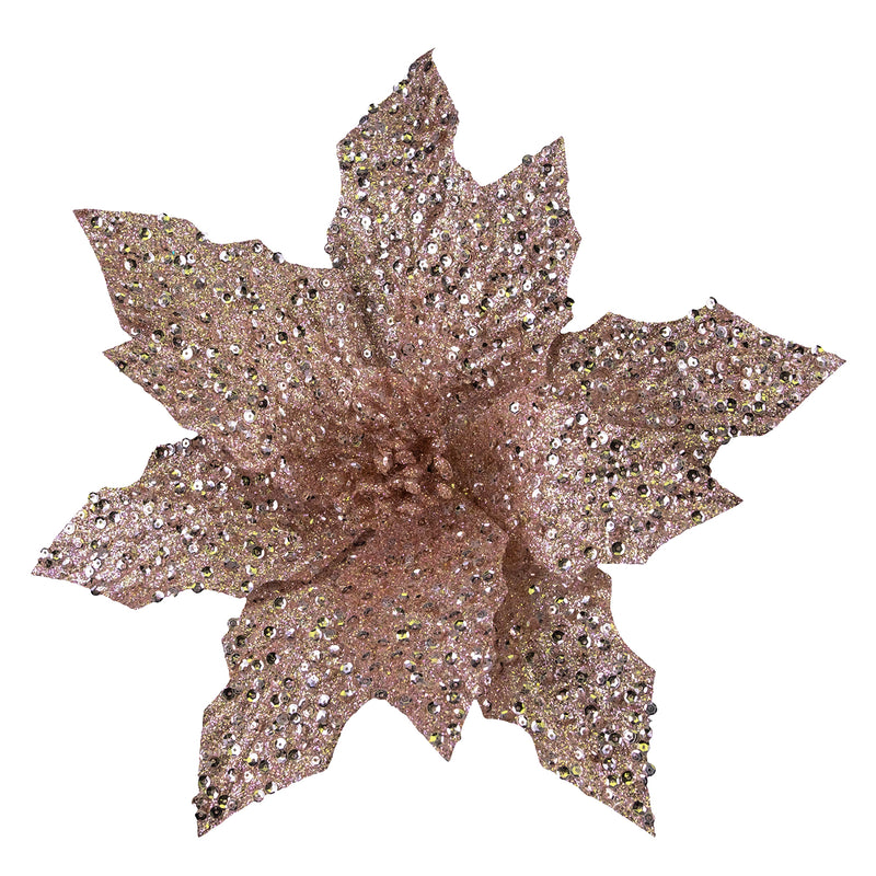 Rose Gold Glitter Poinsettia Head