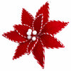 Red Velvet Poinsettia Clip with Red and White Cording
