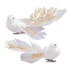 White Feather Clip Bird with Gold Branch Tail | Putti Christmas Canada