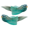 Aqua Feather Bird with Clip