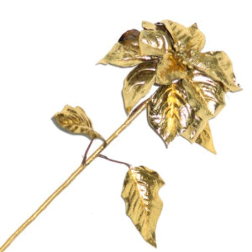 Metallic Gold Poinsettia Stem