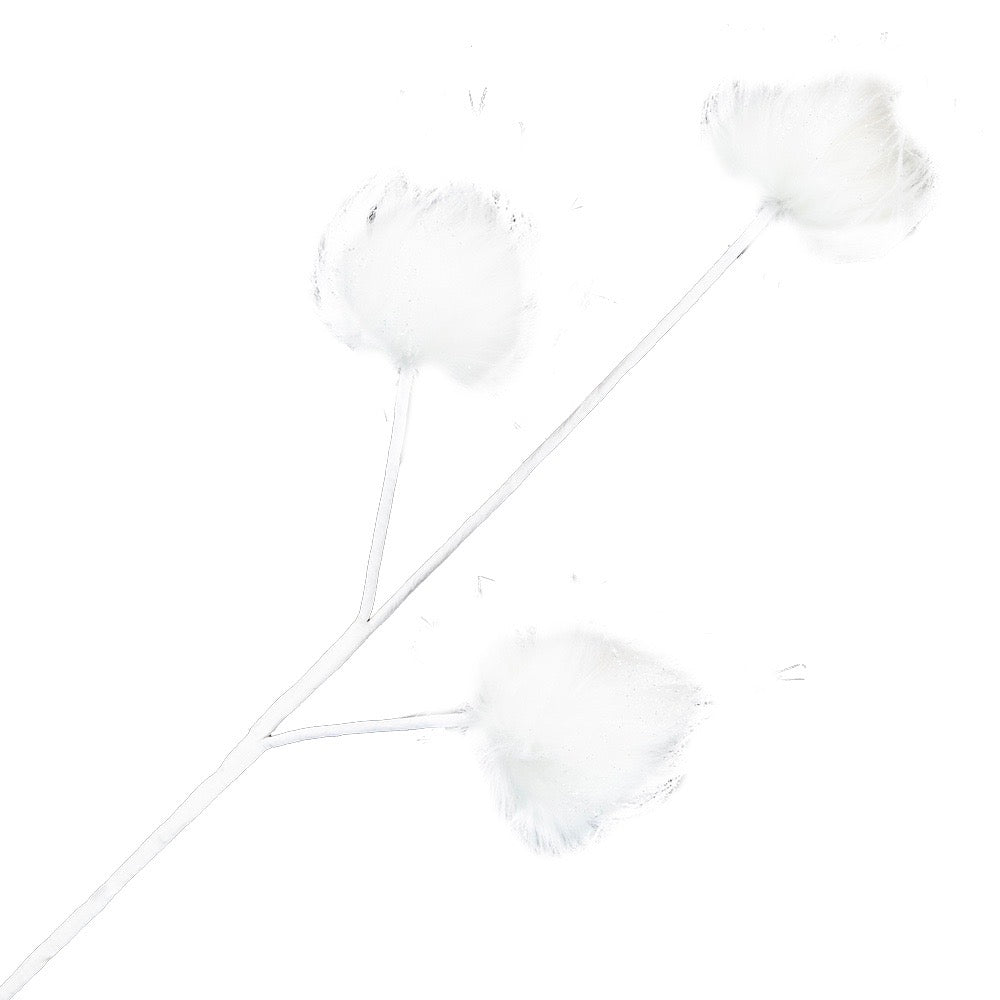 White Fur Pom Pom Spray  | Putti Christmas Decorations