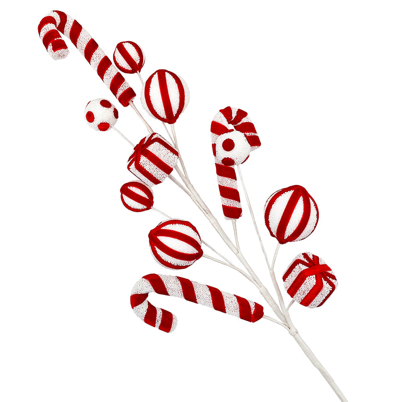 Red and White Candy Canes and Gifts Spray