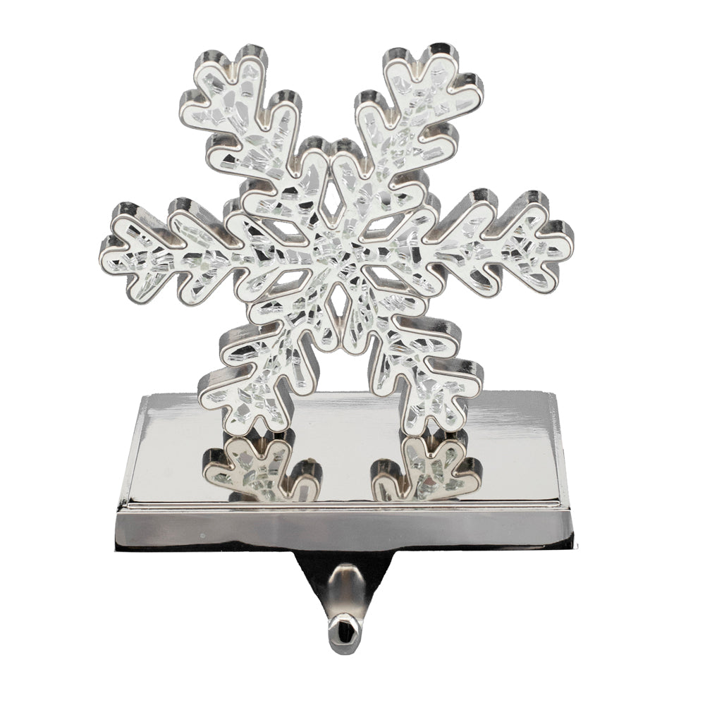 White Mosaic Snowflake Stocking Holder | Putti Christmas Celebrations 