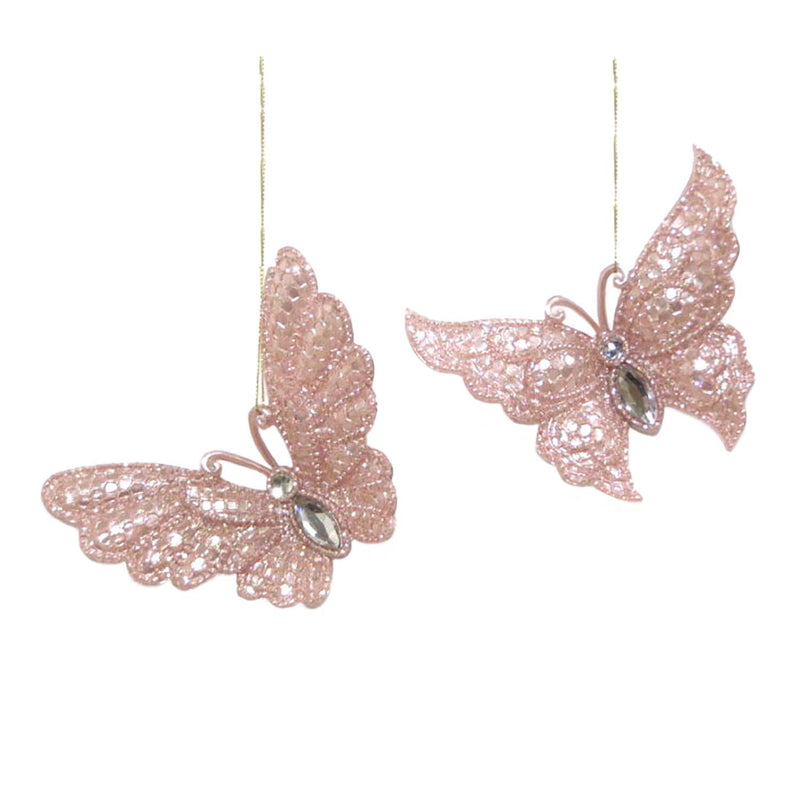 Pearl Rose Butterfly Ornament