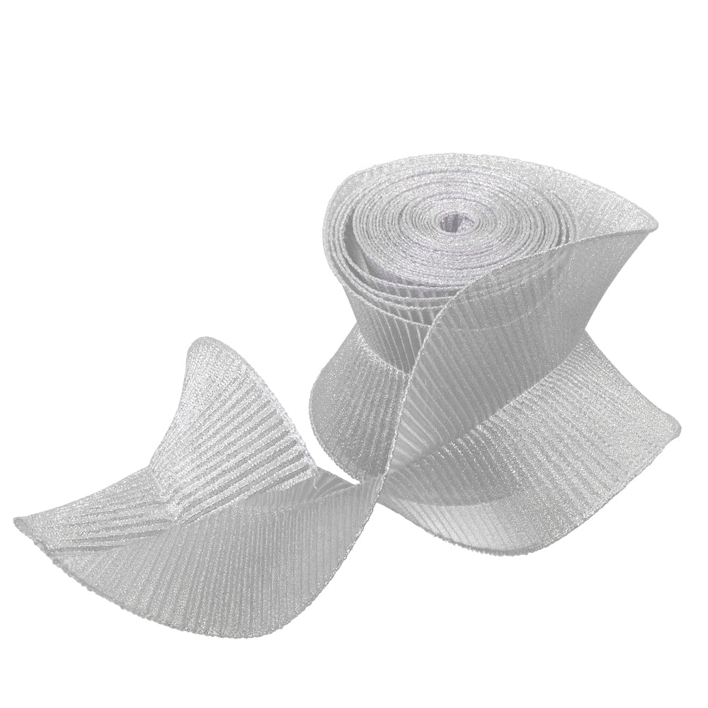 Wide Metallic Silver Crinkle Ribbon | Putti Christmas Decorations