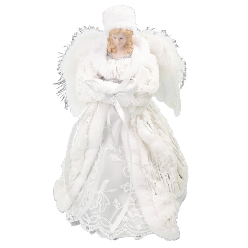 White Faux Fur Angel Tree Topper