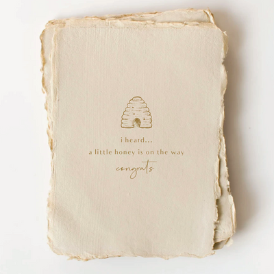 Handmade Paper "A little honey on the way" Baby Greeting Card | Putti