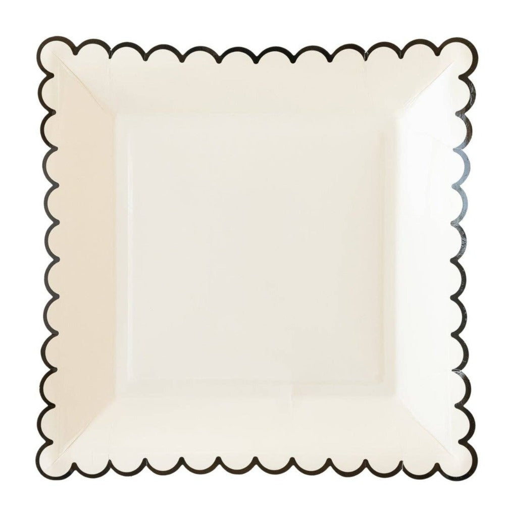 Ephemera Halloween White Paper Plate With Black Edge Scallop