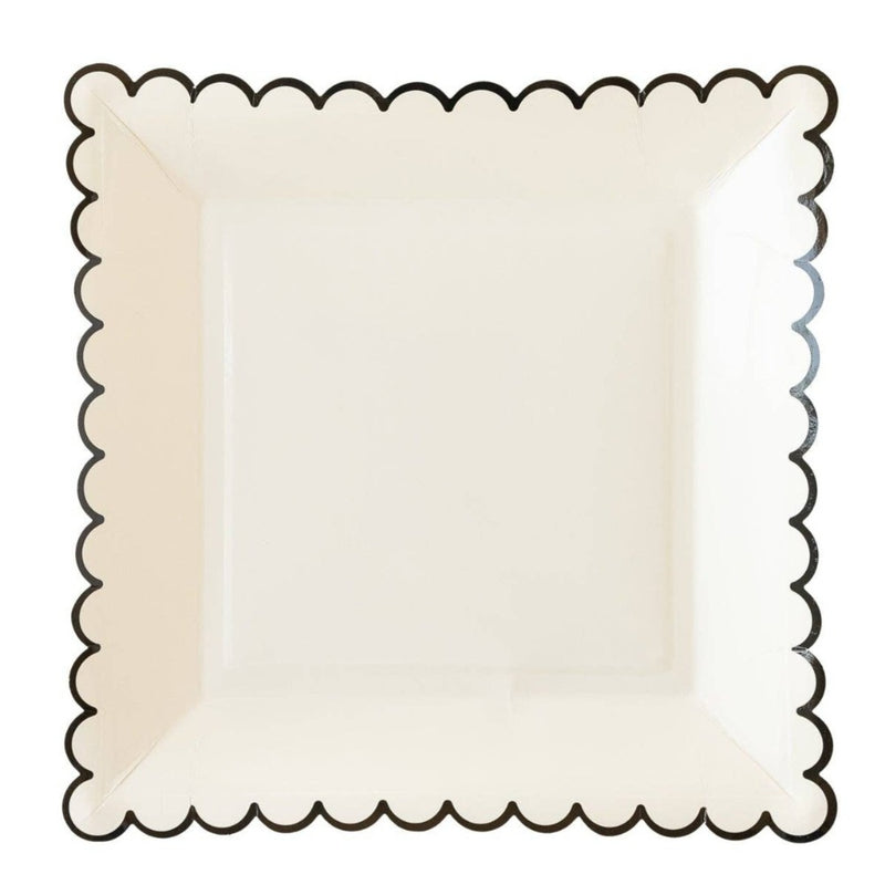 Ephemera Halloween White Paper Plate With Black Edge Scallop
