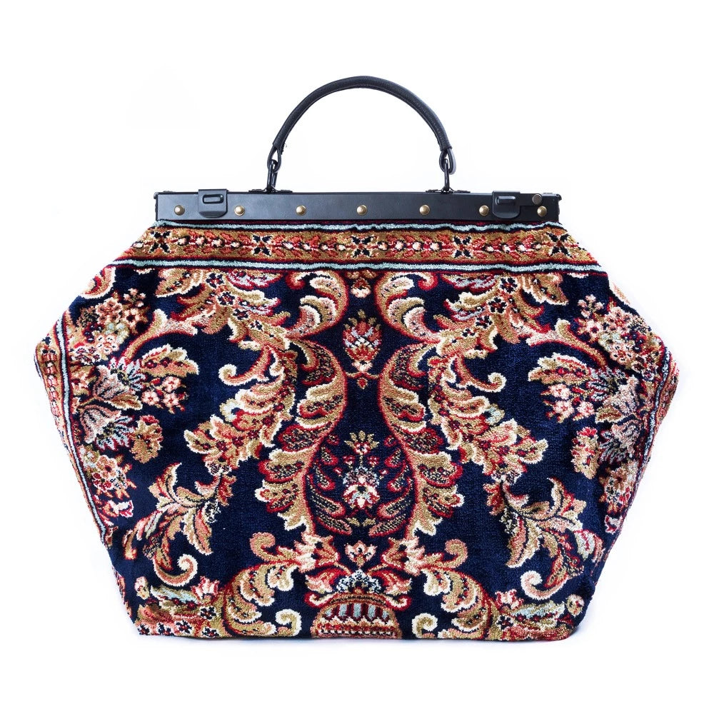 Large Mary Poppins Carpet bag Sac Voyage Blossom Navy Putti Fine Fashions Putti Fine Furnishings