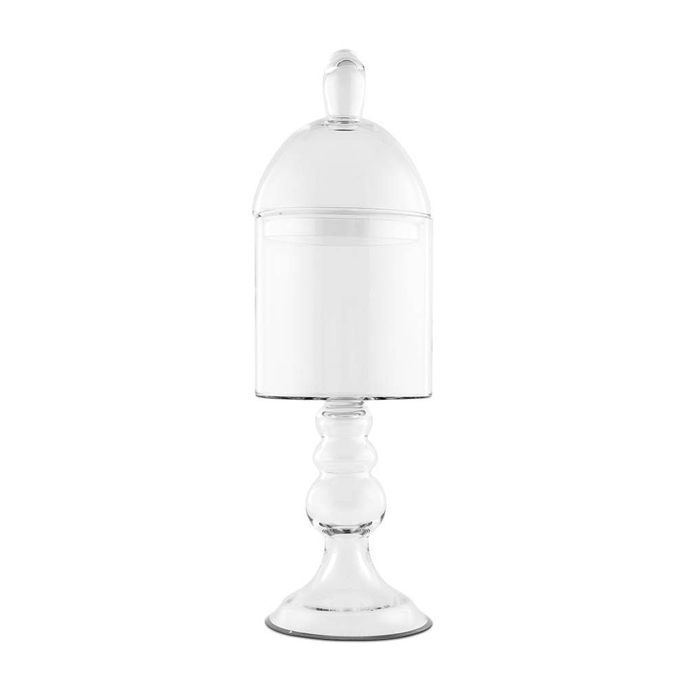 Large Glass Apothecary Candy Jar – Footed Cylinder With Lid