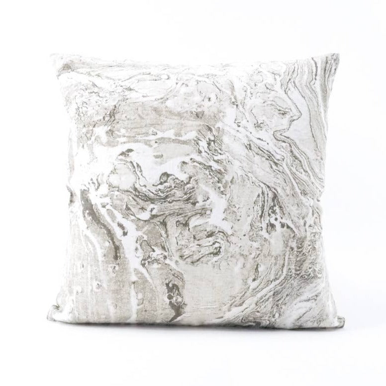 Grey Marbled Linen Pillow | Putti Fine Furnishings Canada