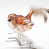 "Sparrow" Brown and Rust Glass Bird Ornament | Putti Christmas Canada