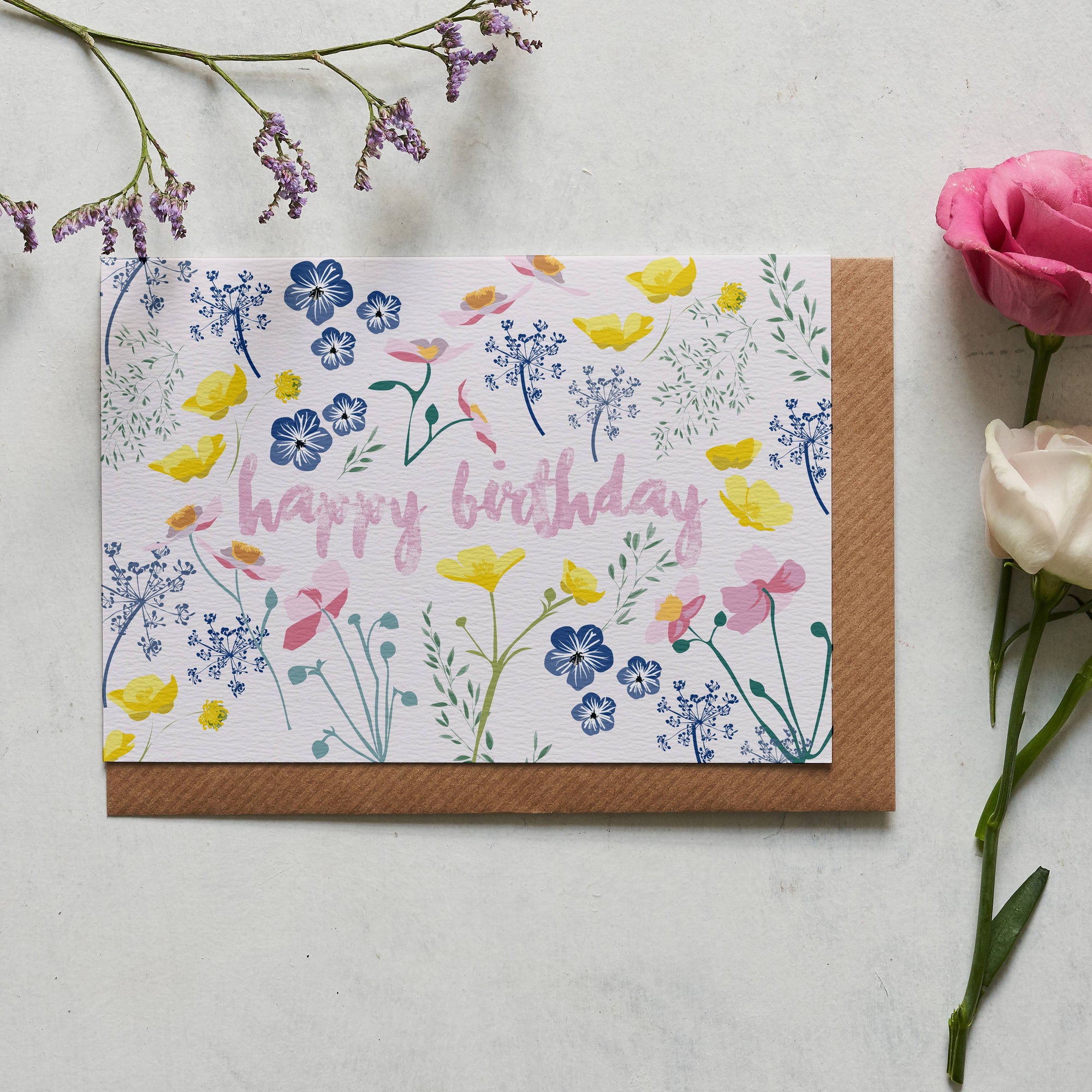 Lorna Syson - Happy Birthday Floral Greeting Card