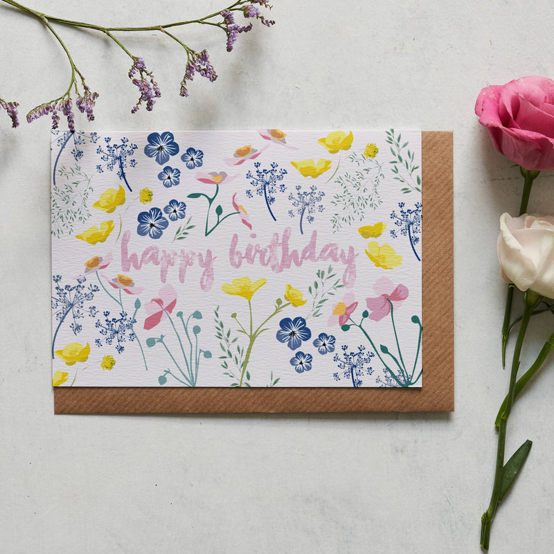 Lorna Syson - Happy Birthday Floral Greeting Card
