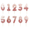 Rose Gold Glitter Number Candle - Six