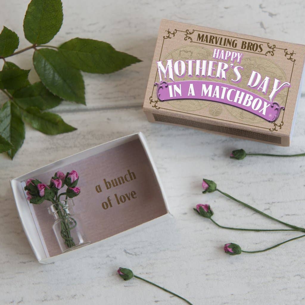 Happy Mother's Day Bunch of Roses In A Vase In A Matchbox