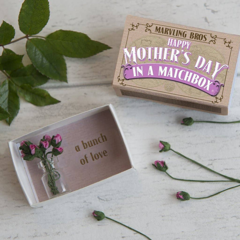 Happy Mother's Day Bunch of Roses In A Vase In A Matchbox