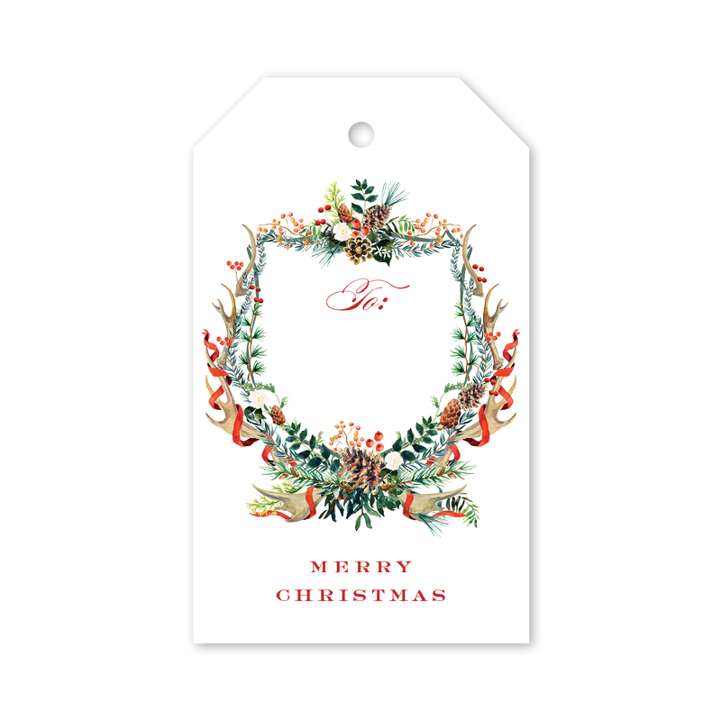 Antler Crest "Merry Christmas" Gift Tags
