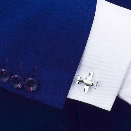 Glen Ogal Airplane Silver Cufflinks  | Putti Fine Fashions Canada 