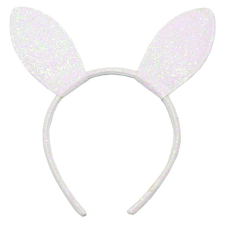 Glittered Bunny Ears Headband - White