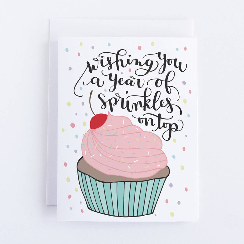 "Wishing you a Year of Sprinkles on Top" Cupcake Greeting Card