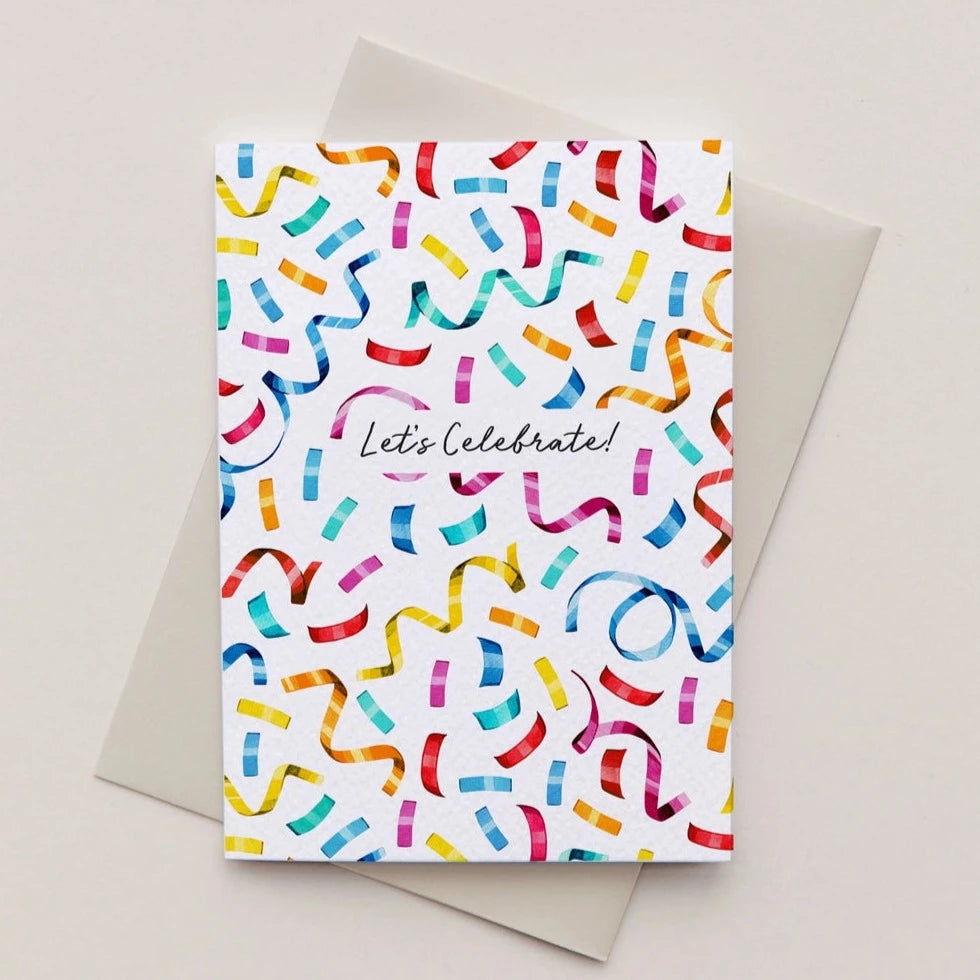 Confetti Watercolour Celebration Greeting Card | Putti Fine Furnishings