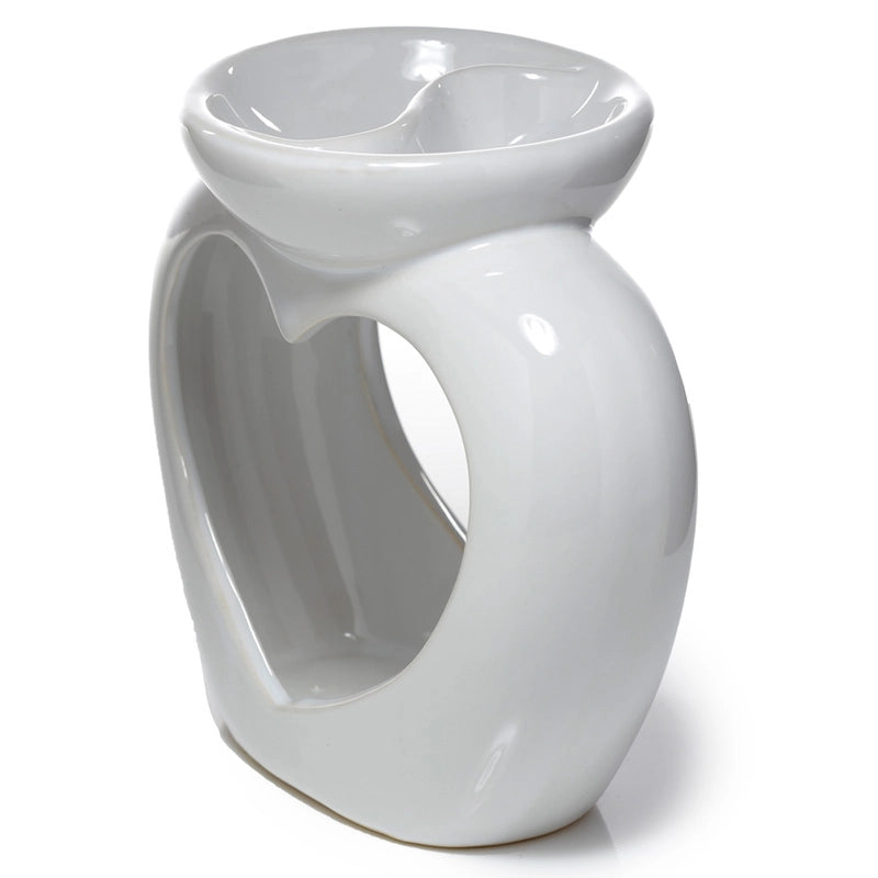 White Ceramic Heart Shaped Double Oil and Wax Burner
