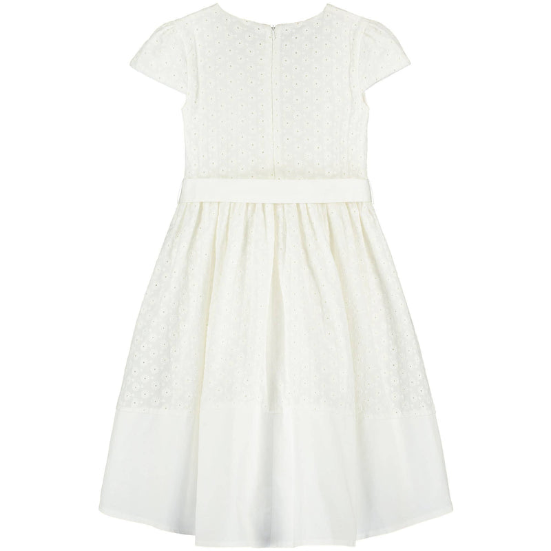 Florence White Embroidered Cotton Girls Party Dress | Le Petite Putti 