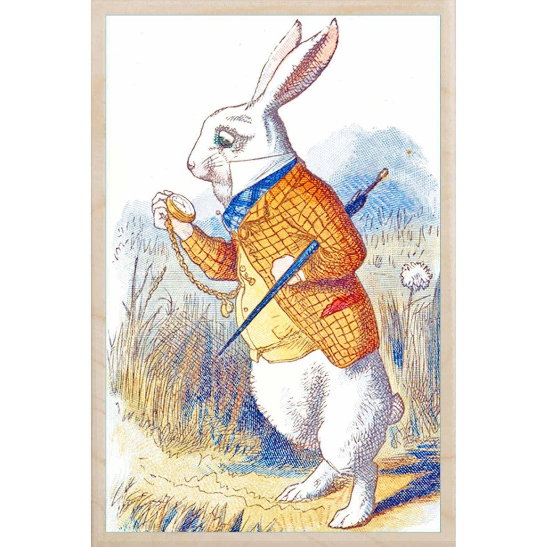 Alice The White Rabbit Wooden Postcard
