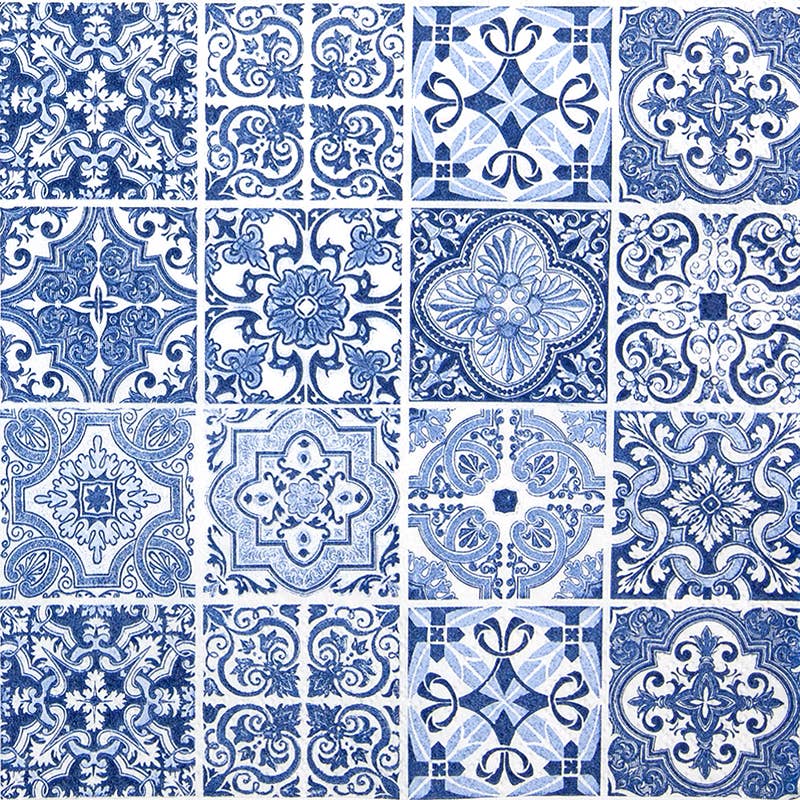Blue Tiles Paper Lunch Napkins