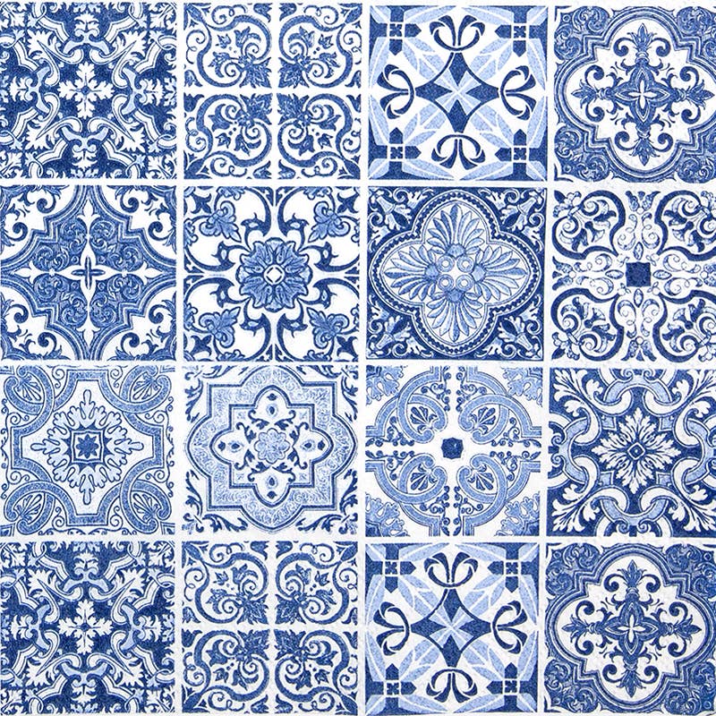 Blue Tiles Paper Lunch Napkins